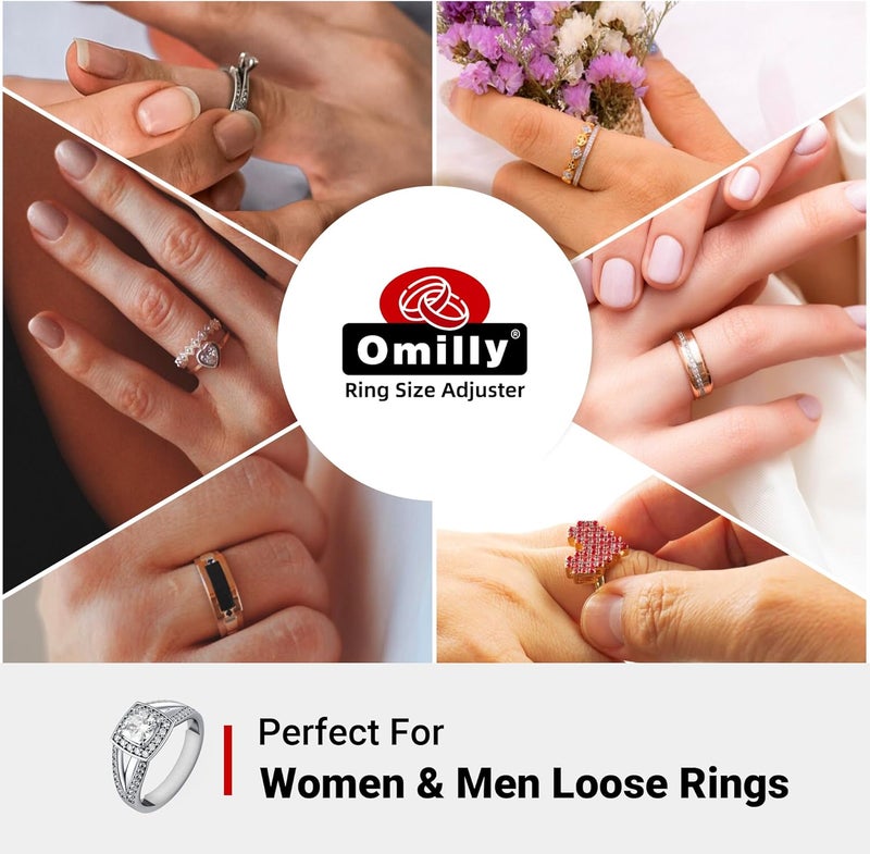 Omilly Ring Sizers for Loose Rings,144 Pack 16 Sizes 6 Sheets Ring Guards,Silicone Ring Size Adjuster Invisible Ring Fitter for Different Band Widths for Women and Men(Transparent) - Image 2